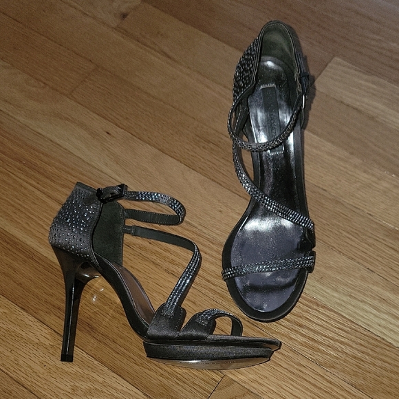 BCBGMaxAzria Shoes - BCBGMaxAzria Black Stiletto Heels with Strappy Design
